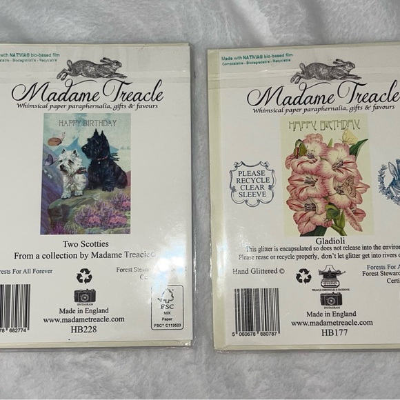 2 New Madame Treacle Vintage Greeting Cards Gladioli and Two Scotties New - Picture 6 of 8